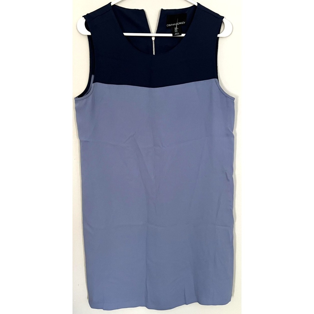 Cynthia Rowley Dress Womens Medium Navy Blue Colorblock Sleeveless Sheath Shift